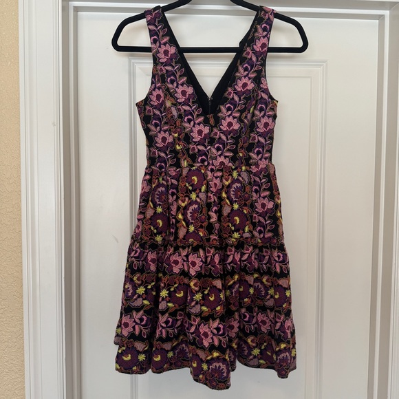 Anthropologie Embroidered Purple and Black Floral Mini Dress Size 0 MSRP $398 - Picture 5 of 12